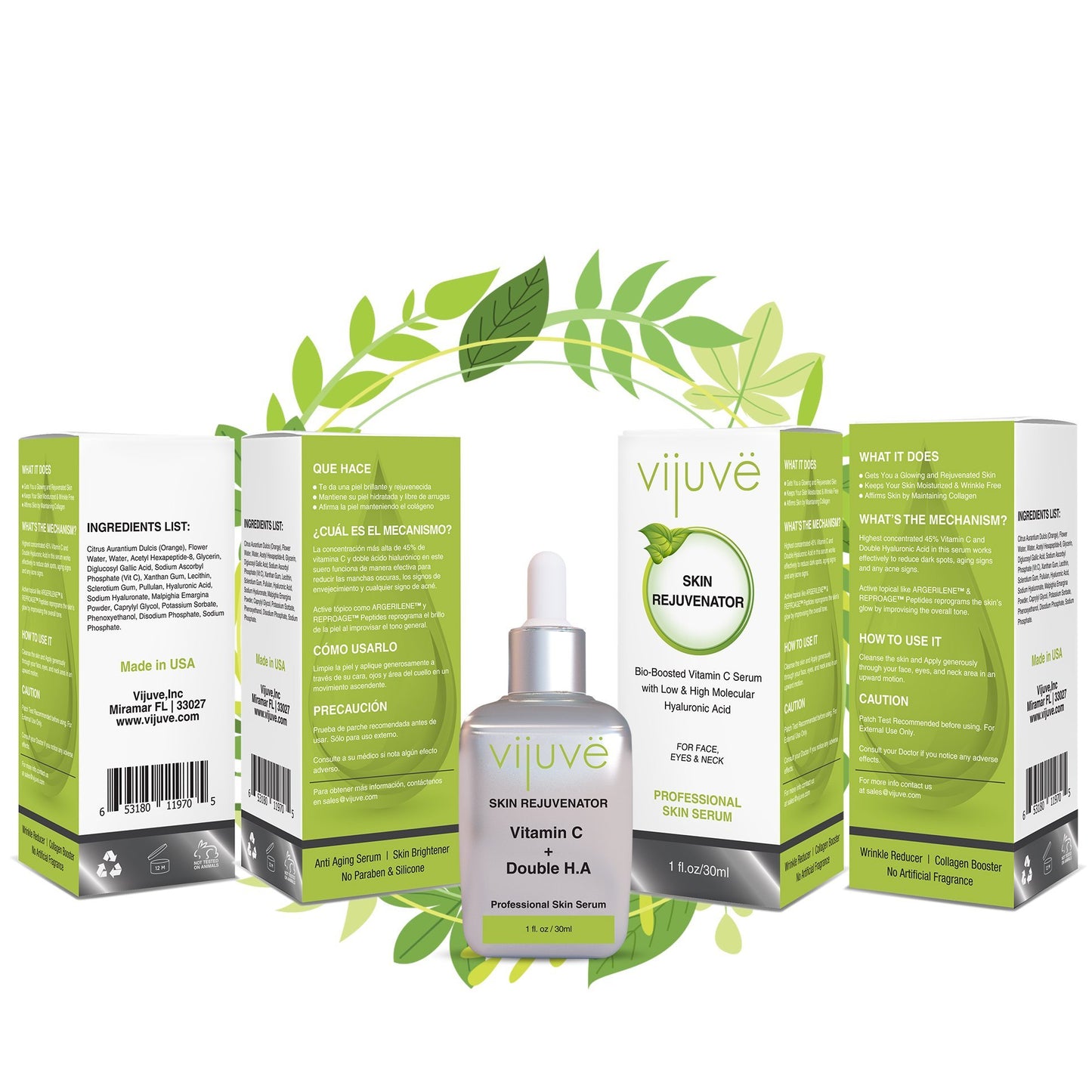Sérum Visage Vitamine C Vijuve à l’Acide Hyaluronique Double Effet – 45 % de Vitamine C
