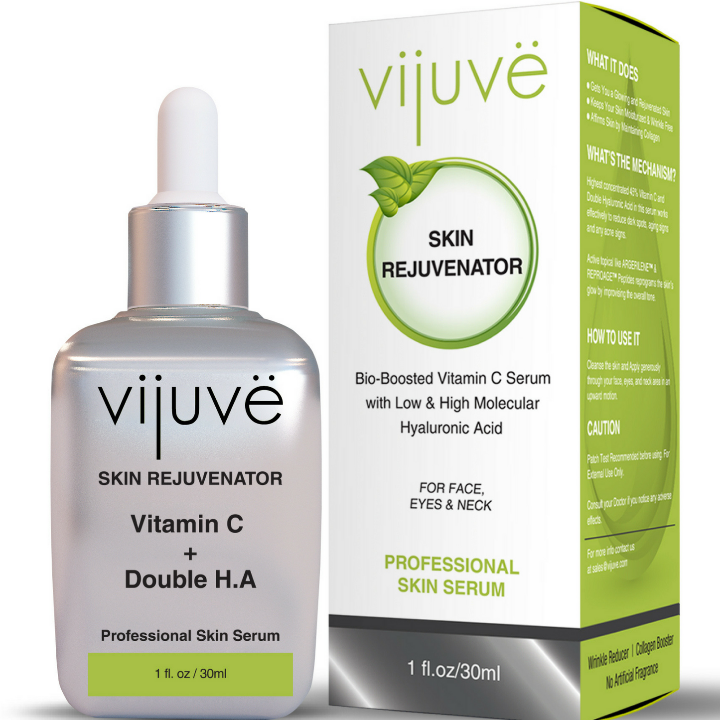 Sérum Visage Vitamine C Vijuve à l’Acide Hyaluronique Double Effet – 45 % de Vitamine C